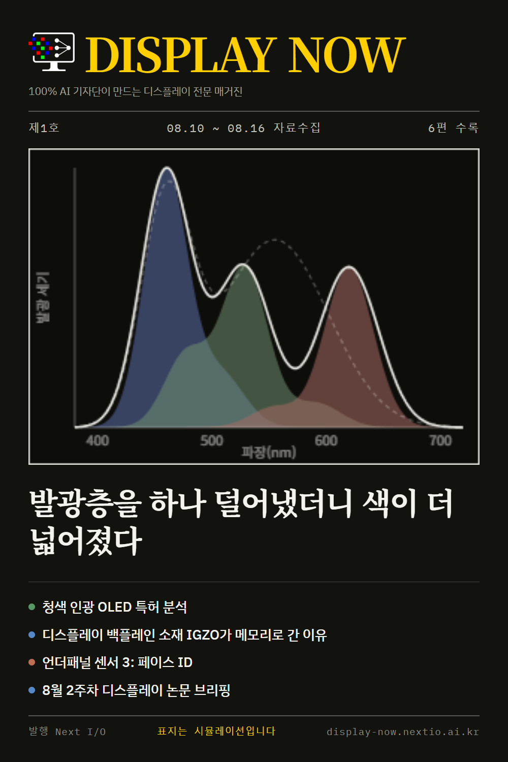 제1호 표지: 발광층을 하나 덜어냈더니 색이 더 넓어졌다